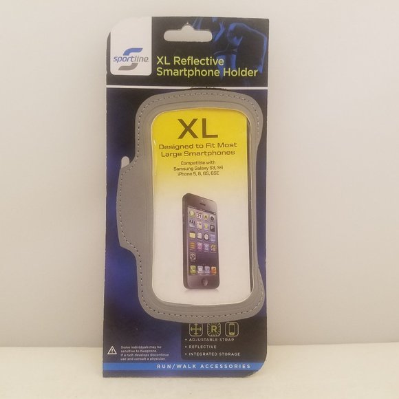 Sportline XL Reflective Smartphone Holder w/ Adjustable Strap | Silver 🆕 - Picture 1 of 3